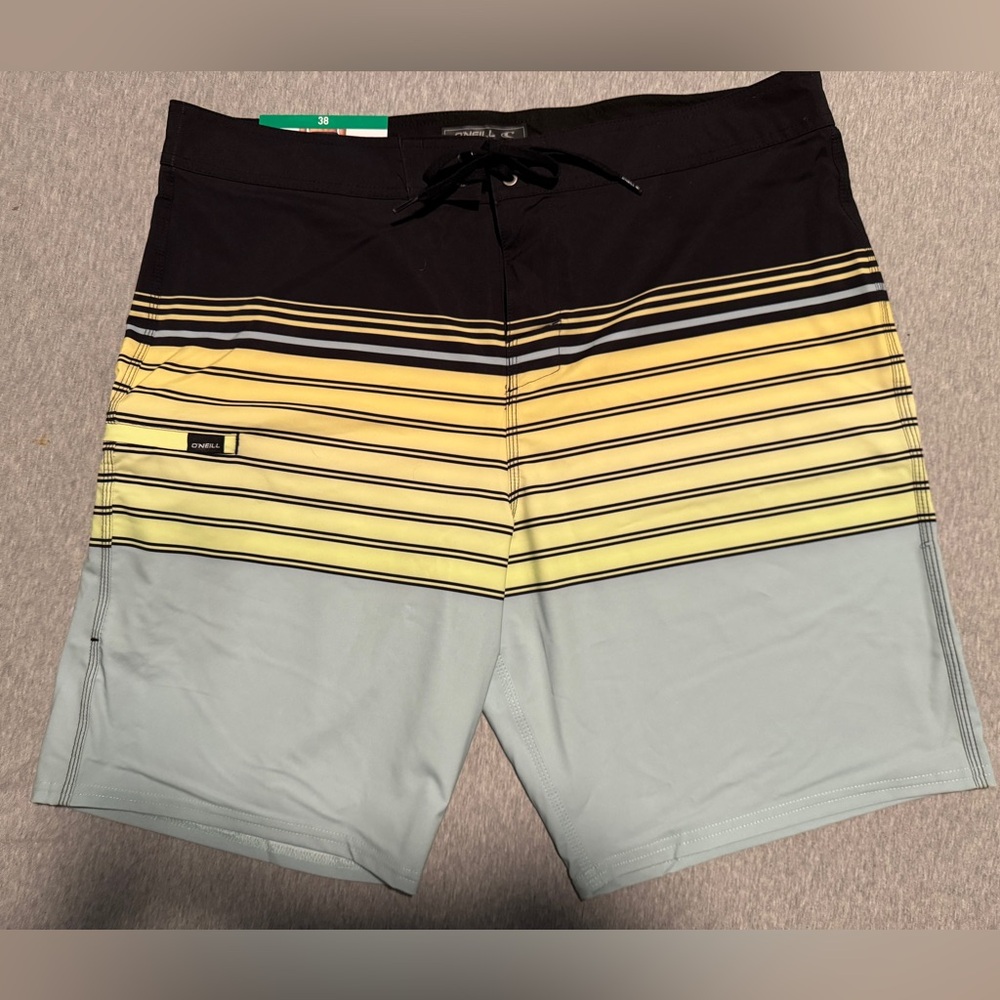 O'Neill Black and Yellow Gradient Board Shorts Size 38